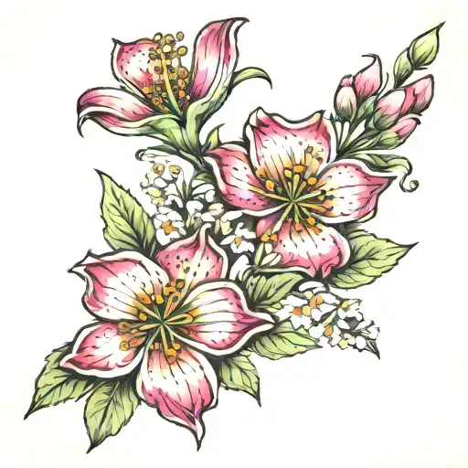 wildflower birth flower for months of September? May, and march  tattoo design idea