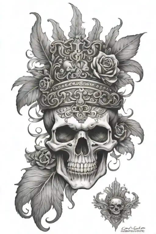 skull soft shading tattoo design idea