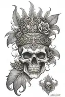 skull soft shading tattoo design idea