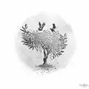Olive Tree with Two Doves tattoo design idea