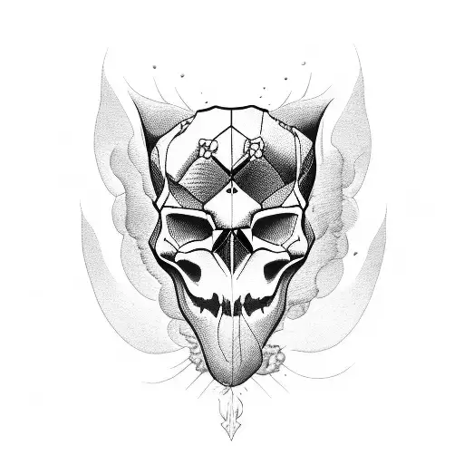 Open skull with cats lounging inside tattoo design idea