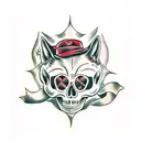 Cats laying inside skull tattoo design idea