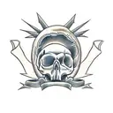 Cats laying inside skull tattoo design idea