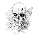 two face artwork with flowers tattoo design idea