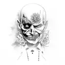 two face artwork with flowers tattoo design idea