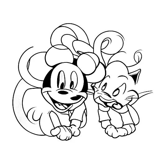 A minimalist tattoo of a cat wearing Mickey Mouse ears tattoo design idea