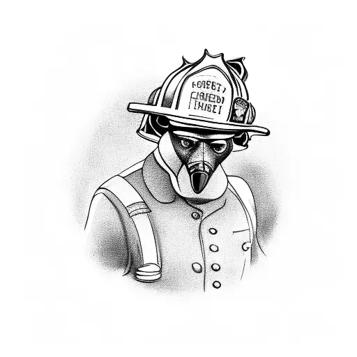 firefighter with cardinal tattoo design idea