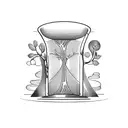 Hourglass with father and son walking inside the hour glass with a tree wrapped round the hourglass tattoo design idea