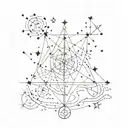 A constellation tattoo design incorporating symbols of sobriety and strength, inspired by the client's journey towards living a fulfilling life tattoo design idea