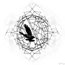 Caged Raven & Broken Chains: A raven, which is often seen as a symbol of mystery and a harbinger of transformation, trap tattoo design idea