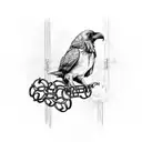 Caged Raven & Broken Chains: A raven, which is often seen as a symbol of mystery and a harbinger of transformation, trap tattoo design idea