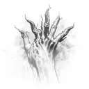 Ghostly Hands & Flaming Heart: Ethereal, ghostly hands reaching upwards from the abyss, trying to clutch a heart that's  tattoo design idea