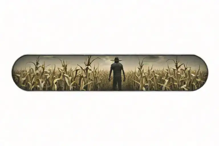 scary corn field tattoo design idea