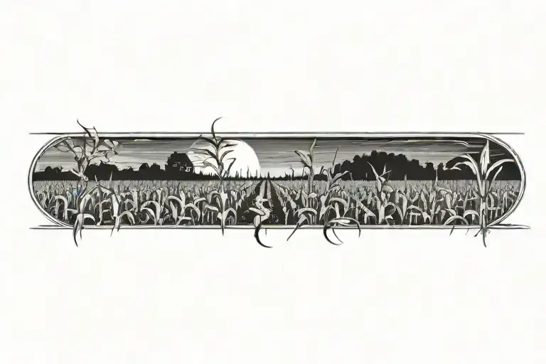 scary corn field tattoo design idea