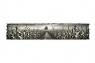 scary corn field tattoo design idea