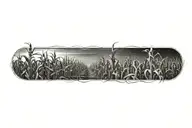 scary corn field tattoo design idea