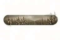 scary corn field tattoo design idea