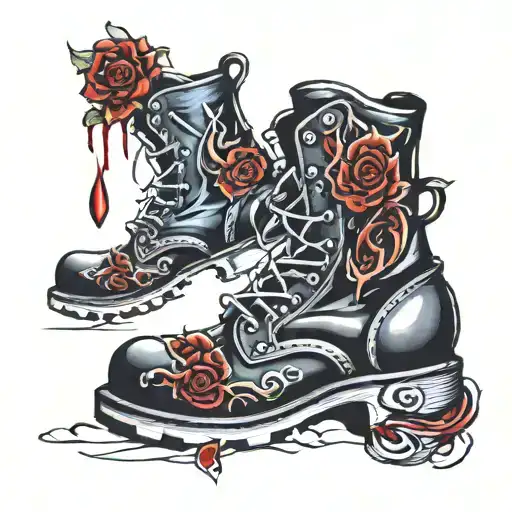boots with blood  tattoo design idea