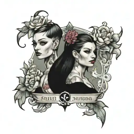 four models tattoo design idea