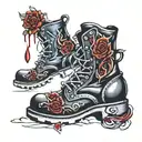 boots with blood  tattoo design idea