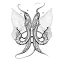 butterflies knife and snake tattoo design idea