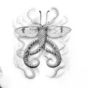 butterflies knife and snake tattoo design idea