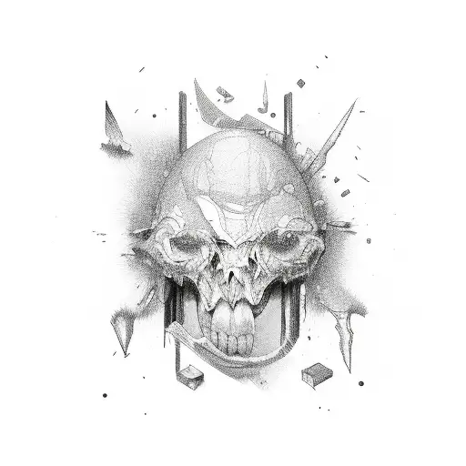 ripped open skin machine underneath tattoo design idea