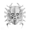 biomechanical, cyborg, bone structure, skin tear, hand tattoo design idea