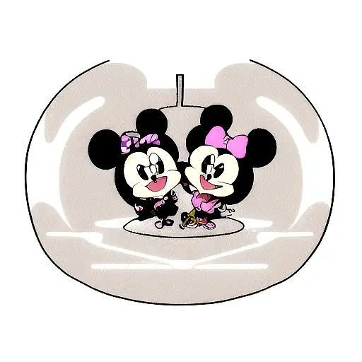mickey head with the letter M inside and a minnie head with the letter Z inside  tattoo design idea