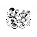 mickey and minnie in a heart tattoo design idea