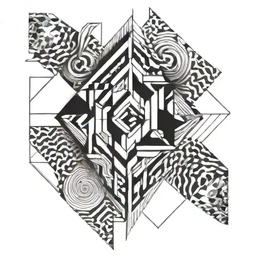 forearm tattoo , "[o]は私の命" is highlight, transition into geometric optical illusion background pattern tattoo design idea