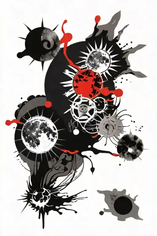 masculine sun and moon tattoo design idea