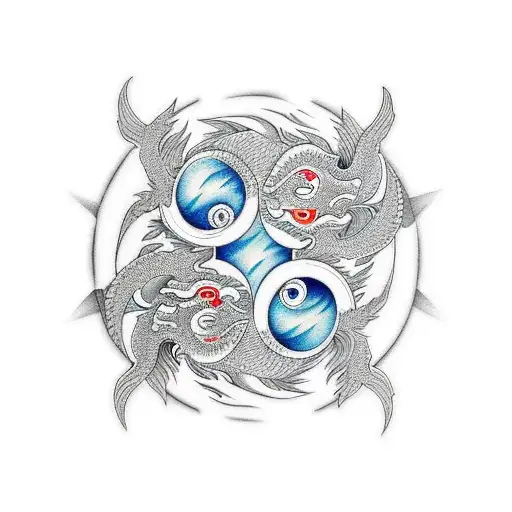 Dragon and phoenix creating a ying yang  tattoo design idea