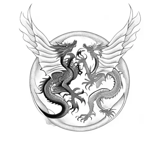 Dragon and phoenix creating a ying yang  tattoo design idea