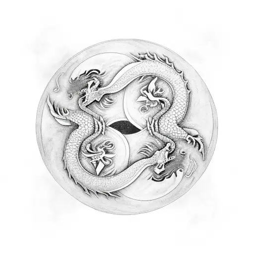 Dragon and phoenix mixing a ying yang  tattoo design idea