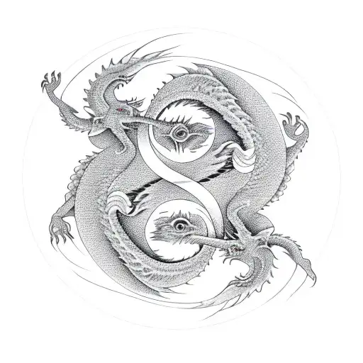Dragon and phoenix creating a ying yang  tattoo design idea