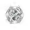 Dragon and phoenix creating a ying yang  tattoo design idea