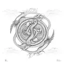 Dragon and phoenix creating a ying yang  tattoo design idea