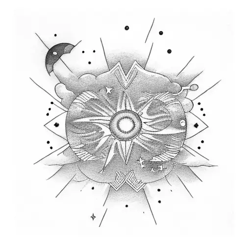 A blackwork tattoo of a mystical night sky with a shooting star transforming into a vibrant flower tattoo design idea