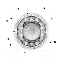 A blackwork tattoo of a mystical night sky with a shooting star transforming into a vibrant flower tattoo design idea