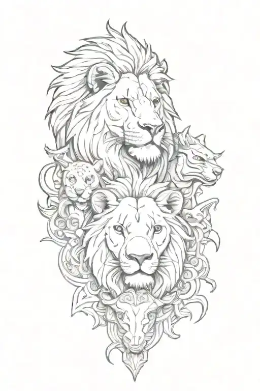 lion, elephant, cheetah, rhino, buffalo banner  tattoo design idea