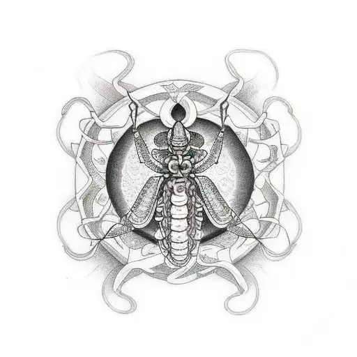 religious mantis  tattoo design idea