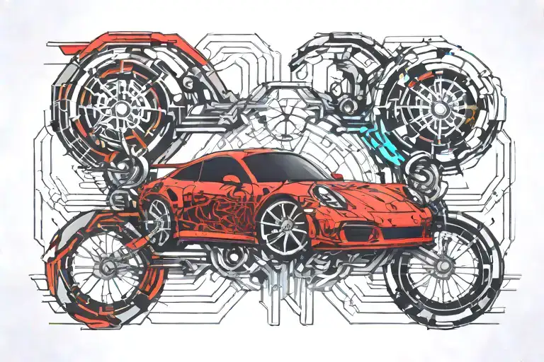 red porsche 911 sleek lines tattoo design idea