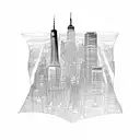 I want a telephone pole in the middle with the left side being the NYC skyline and the right side of the pole being a re tattoo design idea