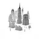 I want a telephone pole in the middle with the left side being the NYC skyline and the right side of the pole being a re tattoo design idea