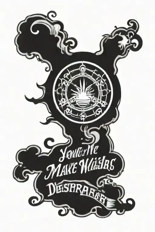 Sleep Token logo with the words "You make me wish I could disappear" around it tattoo design idea
