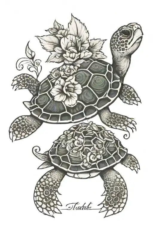 turtle, 1rst born baby girl, scorpio, cancer survivor, lover tattoo design idea
