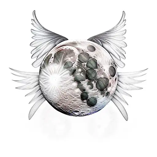 Moon,fairy,wings tattoo design idea