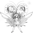 Moon,fairy,wings tattoo design idea