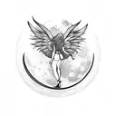 Moon,fairy,wings tattoo design idea